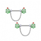 Wholesale Christmas Tree Straight Rod Nipple Barbell F136 Titanium Thread Nipple Chain Couch Piercing