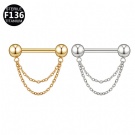 ASTM F136 Titanium Non Threaded Nipple Protective Ring Double Chain Suspension Nipple Couch Piercing Wholesale