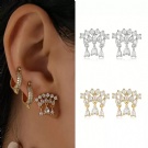 Wholesale G23 Titanium Fan Shaped Flat Back Earrings Round Zirconia Water Drop Zirconia Ear Cartilage Puncture Jewelry