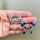 Wholesale Customized G23 Titanium Pear Shaped Zircon Pendant Earrings with Multi Stone wings and Pierced Earrings