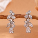 Wholesale Flower Design F136 Titanium Pear Shaped Cut Zircon Earrings, Round Horse Eye Zircon Pendant Earrings