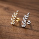 ASTM F136 Titanium Internal Thread Flat Back Fashion Leaf Shaped Ear Bone Nail 16G Ear Screen Perforation Body Jewelry Wholesale