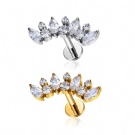 Wholesale ASTM F136 Titanium Flat Back Olive Pointed Zircon Earrings with Internal Thread Tragus Cartilage Perforation Earrings