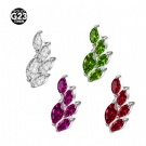 G23 Titanium Internal Thread Flat Back Earrings Wholesale Zircon Leaf Top New Multi Color Thread Ear Screen Puncture