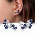 Wholesale F136 Titanium Blue Zircon Push Back Earrings Flower Vine Earrings Ear Screen Piercing Accessories