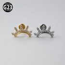 F136 Titanium Internal Thread Crown Earrings Flat Back Inlaid Round Zirconia Ear Cartilage Piercing Jewelry Wholesale
