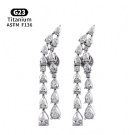 G23 Titanium Pear Cut Zircon Double Chain Waterfall Earrings Wholesale Push Back Fashion Pendant Earrings