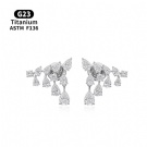 Wholesale Customized G23 Titanium Round and Pear Shaped Cut Zircon Earrings Push Back Pendant Earrings Body Piercing Jewelry