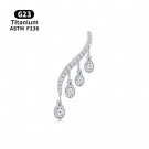 New Leaf Shaped Zircon Pendant Earrings Wholesale G23 Titanium Alloy Water Droplet Shaped Push Back Perforated Earrings
