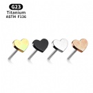 Push in Heart-shaped Nose Nail Top G23 Titanium Unthreaded Earlobe Perforated Jewelry Wholesale