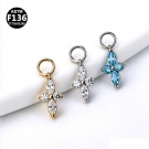 ASTM F136 Titanium Kite Cutting Zirconia Flower Earrings Dangle Part Cartilage Earrings Accessories Wholesale