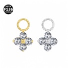 F136 Titanium Four Leaf Round Zircon Dangle Part Wholesale Ear Cartilage Single Hole Pendant