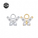 ASTM F136 Titanium Ear Cartilage Lip Perforated Earring Pendant Wholesale Zircon Butterfly Jewelry Body Dangle Part