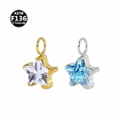 F136 Titanium Alloy Star Earring Pendant with Multi Color Shining Pentagram Ring Jewelry Pendant Wholesale