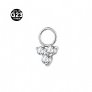 Wholesale Customized G23 Titanium 3 Round Zircon Flower Shaped Earring Dangle Part