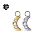 G23 Titanium Lip Nail Ear Bone Nail Zircon Dangle Part Accessories Moon Shaped Earring Pendant