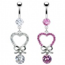 Wholesale heart with tie dangle navel ring