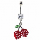 Wholesale new dice dangle cherry navel piercing