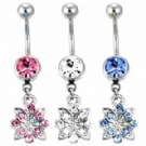 Wholesale double flower dangle navel piercing ring