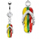 Wholesale rasta slippers dangle navel piercing