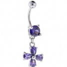 Wholesale purple flower dangle navel piercing ring