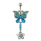 Wholesale butterfly with flower dangle navel rings