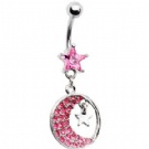 Wholesale moon and star dangle navel piercing