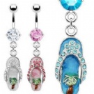 Wholesale crystal slippers dangle navel rings
