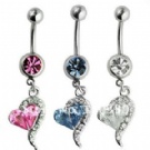 Wholesale beautiful heart dangle navel rings