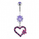 Wholesale heart with flower dangle navel rings
