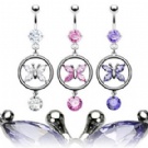 wholesale circle with butterfly dangle navel rings