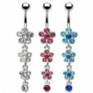 wholesale new fashion three flower navel rings