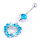 wholesale crystal heart dangle navel rings jewelry