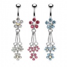 wholesale new much flower dangle navel rings