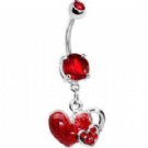 wholesale new red heart dangle navel rings