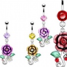 wholesale new rose flower dangle navel rings