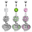 wholesale clover with heart dangle navel rings