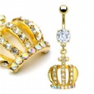 wholesale gold crown dangle belly navel rings