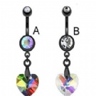 wholesale plated black heart dangle navel rings