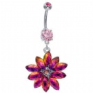 wholesale crystal flower dangle belly navel rings