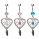 wholesale hot heart dream cather dangle navel rings