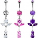 wholesale glamorous flower dangle navel rings