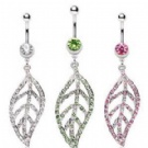 wholesale hot leaf dangle navel body jewelry