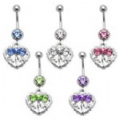 wholesale heart with tie dangle navel body jewelry