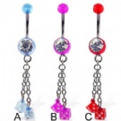 wholesale newest dice dangle navel body jewelry