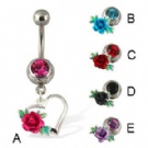 wholesale heart with flower dangle navel rings