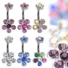 wholesale sexy double flower navel bar