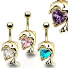 wholesale gold dolphin navel bars