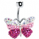 wholesale crystal butterfly navel bar