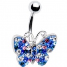 wholesale sexy crystal butterfly navel bar